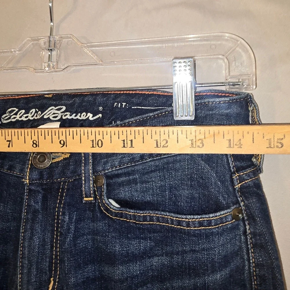 Eddie Bauer Bootcut Jeans 0 Womens Dark Wash Curvy Mid Rise Stretch 33 Inseam